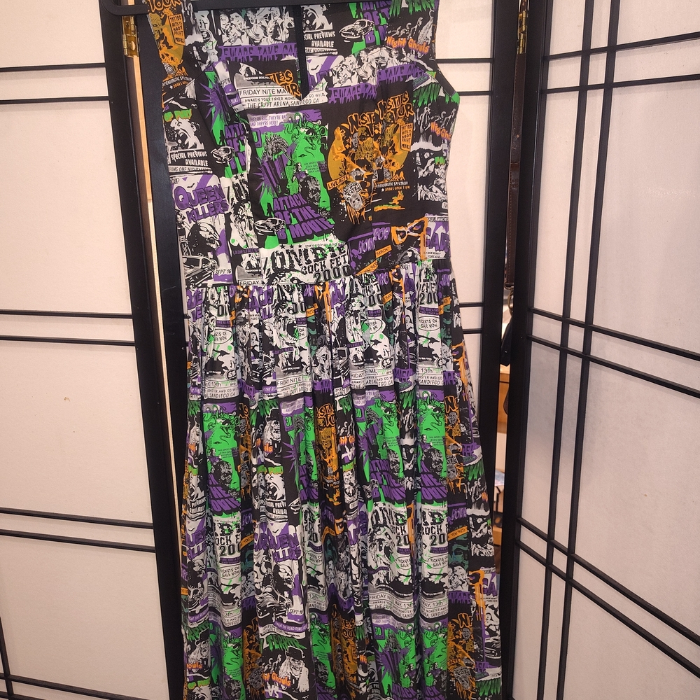 Hell Bunny Be Afraid!! 50s Dress Graphic Print Multicolor